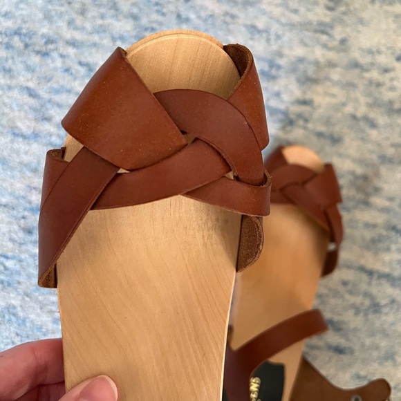 Swedish Hasbeens Brown Leather Heeled Sandals - Picture 4 of 6